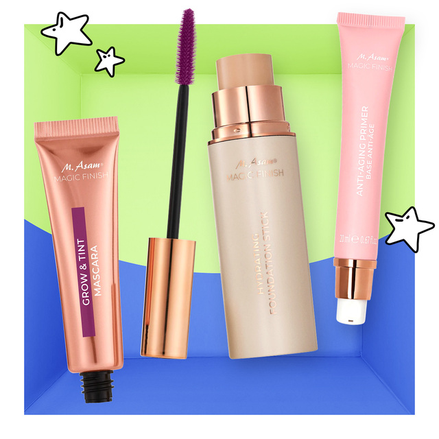 M. Asam MAGIC FINISH Grow &amp; Tint Mascara und MAGIC FINISH Hydrating Foundation Stick LSF30 und MAGIC FINISH Anti-Aging Primer