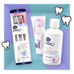 Dontodent PRO+ Zahnfleisch-Serie: Zahncreme + Mundspülung + Zahnbürste