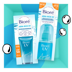 Bioré Aqua Rich UV Unsichtbares Gesichtsspray LSF 50 + Aqua Rich UV Feuchtigkeitsfluid