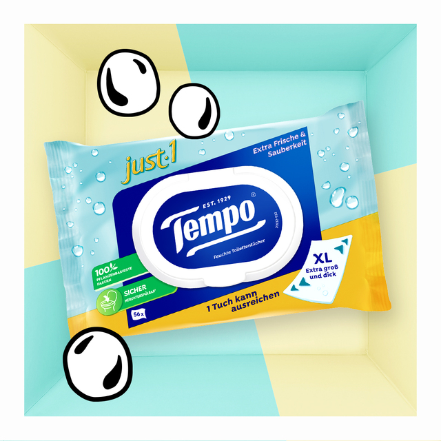Tempo Feuchtes Toilettenpapier Just 1 XL-Tuch, 56 St