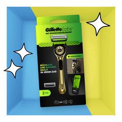 Gillette Labs Gold Rasierapparat mit 2 Klingen + Duschhänger + Reiseetui
