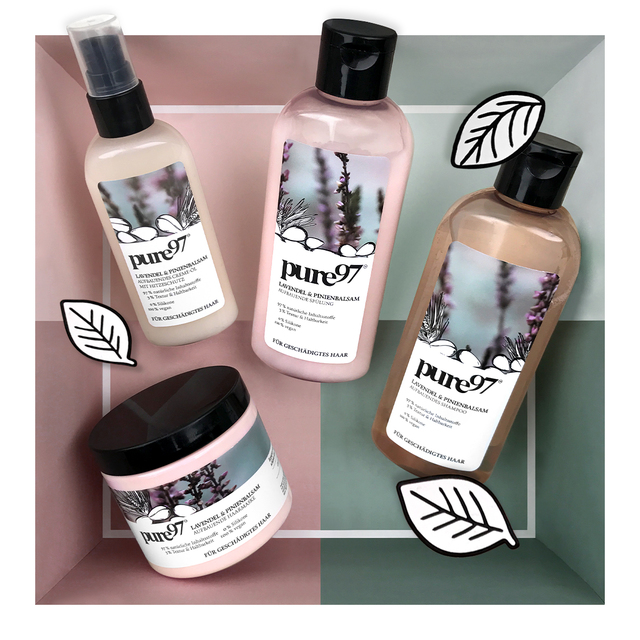 Pure97 Lavendel &amp; Pinienbalsam Shampoo, Spülung, Maske und Creme-Öl