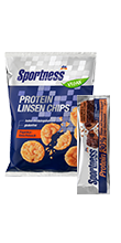 Sportness Protein Linsen Chips Paprika-Geschmack und 30 % Proteinriegel Hazelnut-Nougat-Crisp-Geschmack